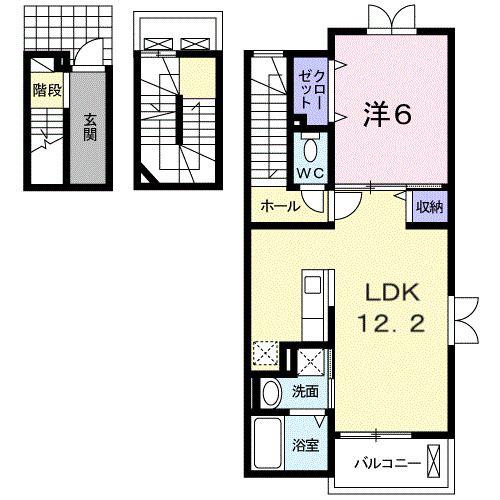エレガントヒル参番館(1LDK/3階)の間取り写真