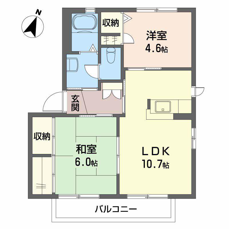 パリージュ(2LDK/2階)の間取り写真