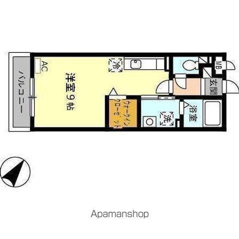 グランド ソレーユ B棟(ワンルーム/2階)の間取り写真