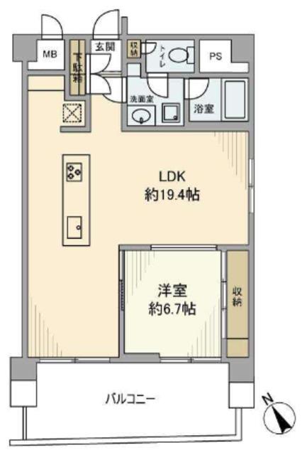 エル・アルカサル武蔵小山(1LDK/11階)の間取り写真