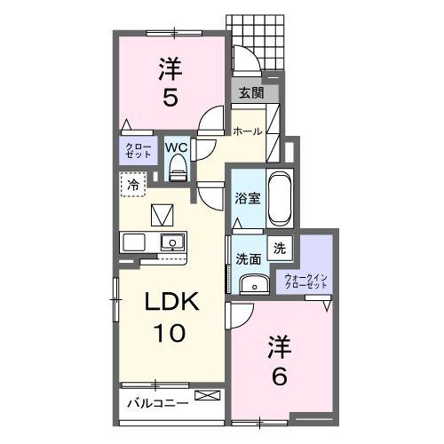 ヴィラ ルピナス(2LDK/1階)の間取り写真