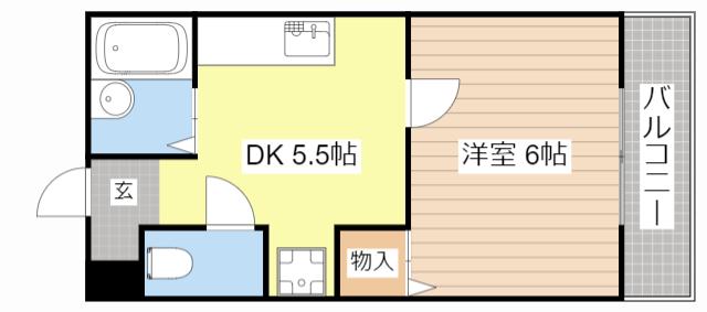 LS ハウス(1DK/1階)の間取り写真