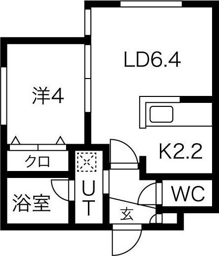 ALEGRIA月寒中央(1LDK/2階)の間取り写真