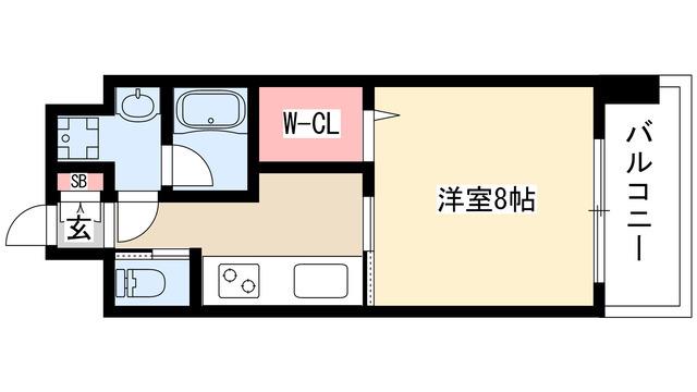 メルカーサ泉(1K/7階)の間取り写真