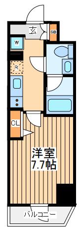 ジェノヴィア川崎Ⅲ(1K/7階)の間取り写真