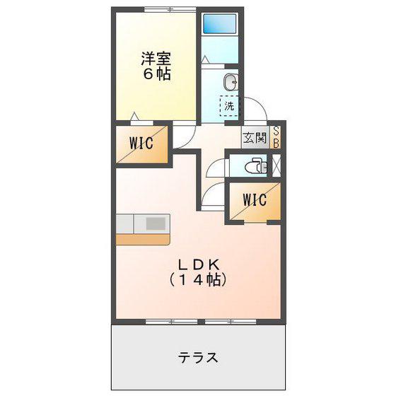 コスモスタウンB(1LDK/1階)の間取り写真