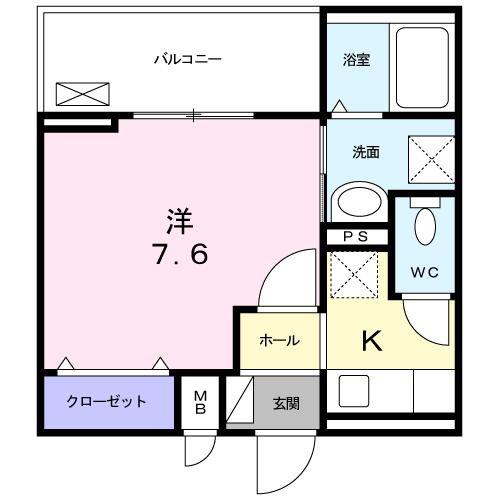 フェリーチェ(1K/2階)の間取り写真