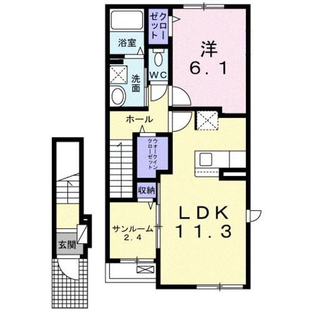 コスモパーク(1LDK/2階)の間取り写真