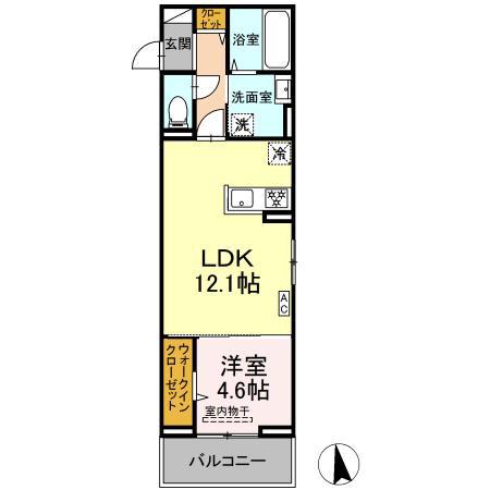 ＪＲ吉備線 総社駅 徒歩8分 3階建 築2年(1LDK/3階)の間取り写真
