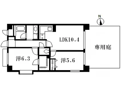 朝日クレスパリオ溝の口(2LDK/1階)の間取り写真
