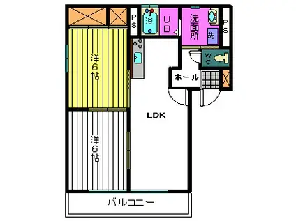 メゾン欅B(2LDK/2階)の間取り写真
