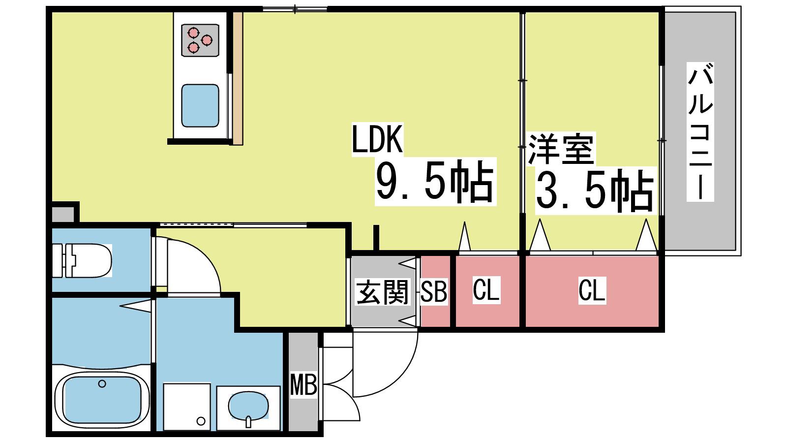 クレール天城(1LDK/3階)の間取り写真