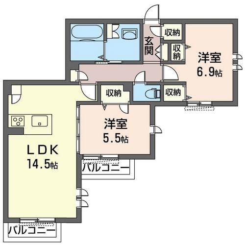 ESPOIR桜(2LDK/2階)の間取り写真