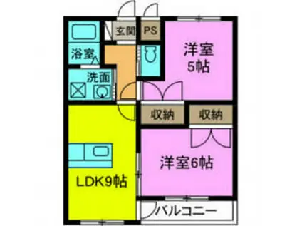 ウェルビーイングII(2LDK/1階)の間取り写真