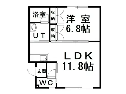 プライフ大輝(1LDK/1階)の間取り写真