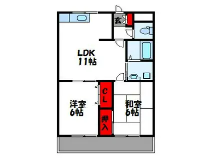 ファインコーポ汐井(2LDK/1階)の間取り写真
