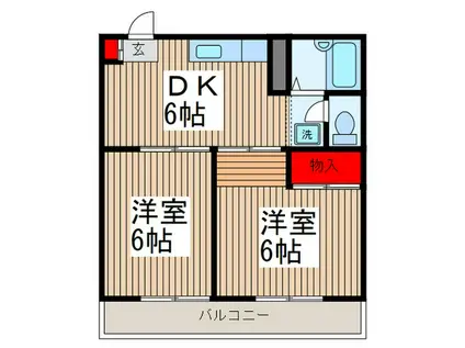 第2荻島ユニティ(2DK/2階)の間取り写真