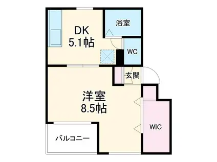 ファティリティ稲沢3号棟(1DK/2階)の間取り写真