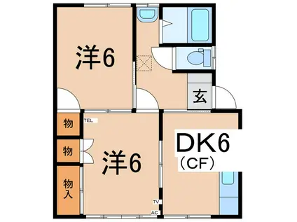 コーポ花沢(2DK/1階)の間取り写真