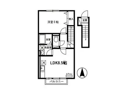 グランモア・リオン(1LDK/2階)の間取り写真