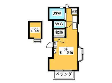 コーポひろ(ワンルーム/2階)の間取り写真