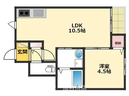 Kパラッツォ加古川(1LDK/1階)の間取り写真