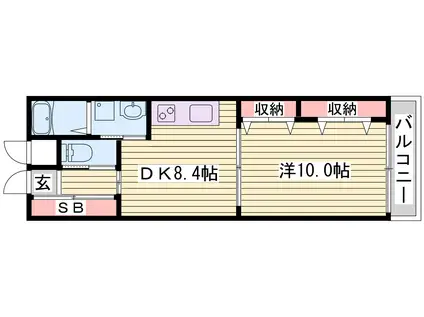 リッチ・キャッスルI(1DK/8階)の間取り写真