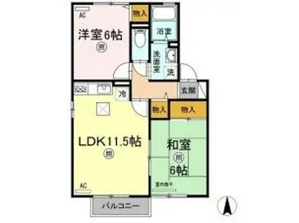メゾン・エスポワールA棟(2LDK/1階)の間取り写真