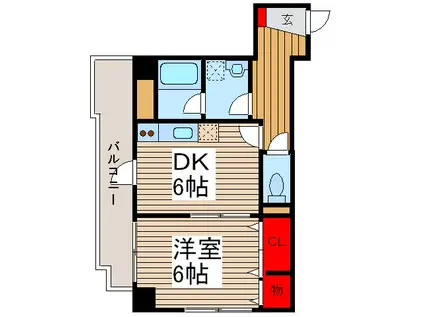 ロイヤルクマイ(1DK/6階)の間取り写真