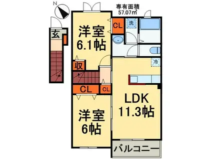 フィールドレジデンスI(2LDK/2階)の間取り写真