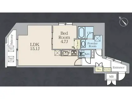 アルトヴィラ虎ノ門(1LDK/3階)の間取り写真