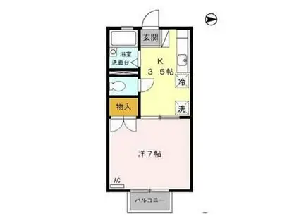 ルミエール関谷(1K/2階)の間取り写真