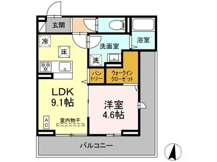 神大寺2丁目プロジェクト(1LDK/3階)の間取り写真