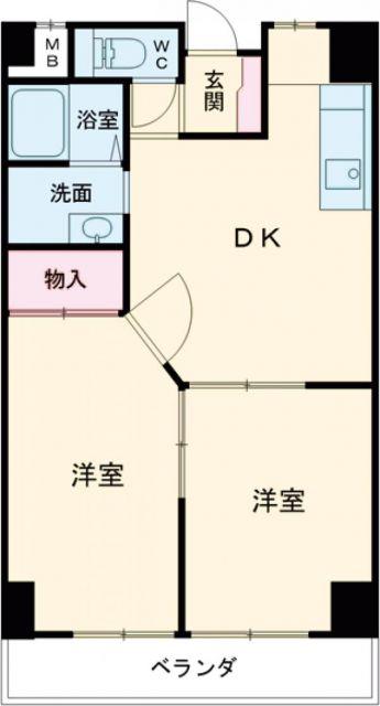 ル・マンド三宅(2DK/3階)の間取り写真