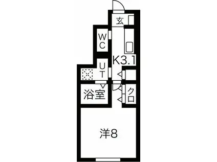 花巻市諏訪町1丁目(1K/1階)の間取り写真