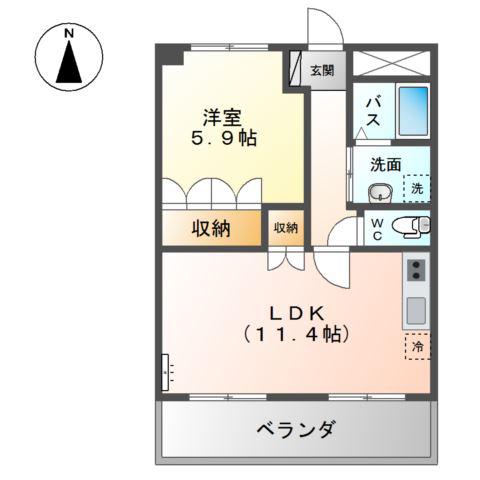 メゾン・シーティア(1LDK/2階)の間取り写真