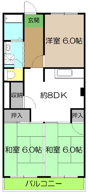 コーポ公文(3DK/3階)の間取り写真