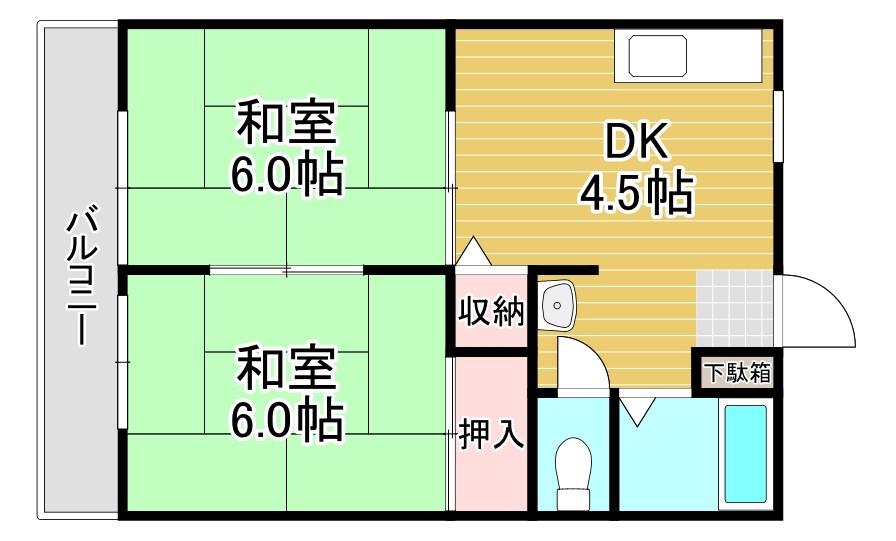 いづみニューハイツ(2DK/2階)の間取り写真