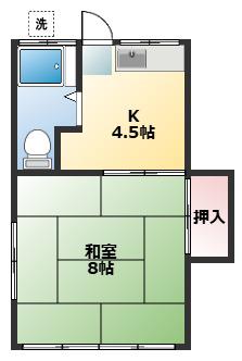 寿ハイツ(1K/2階)の間取り写真