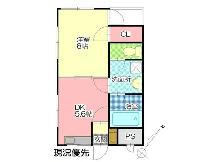 KAWANO一番館(1DK/2階)の間取り写真