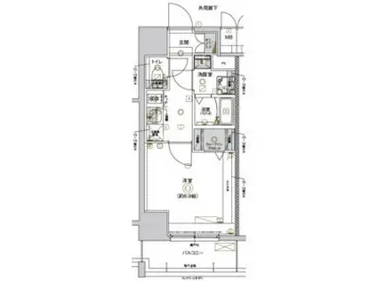 CREST TAPP黒川(1K/13階)の間取り写真