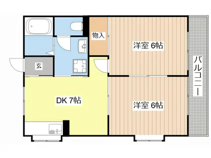 グランドール野洲(2DK/1階)の間取り写真