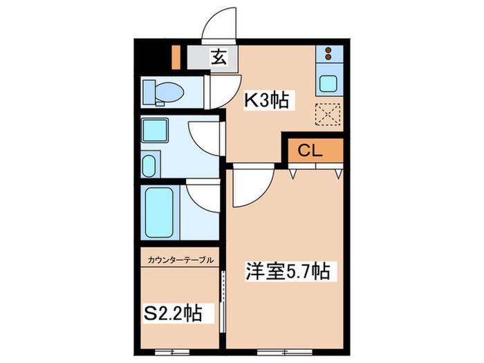 イーストヒルズI(1SK/2階)の間取り写真