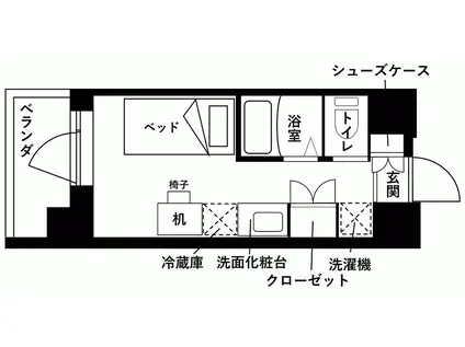 ウエリスアイビー世田谷仙川(ワンルーム/3階)の間取り写真