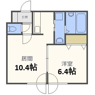 アマン北広島(1DK/2階)の間取り写真