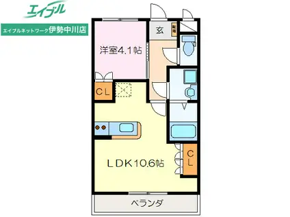 E-STAGE I(1LDK/2階)の間取り写真