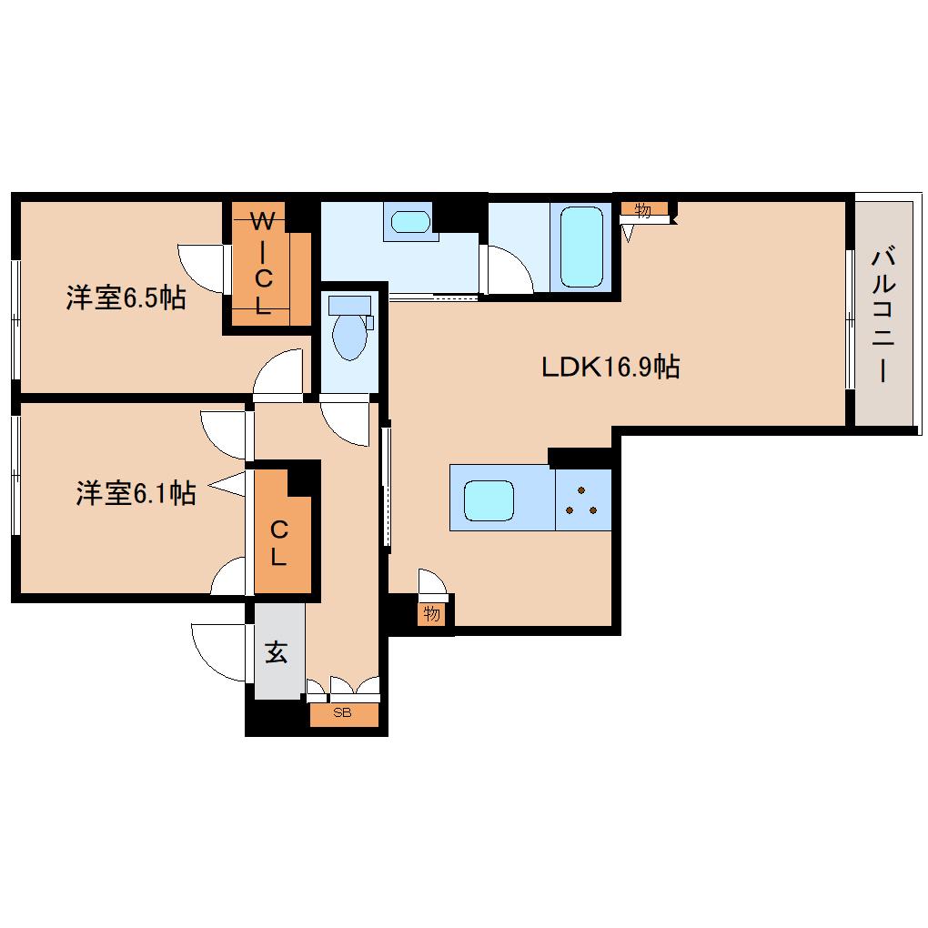 シャーメゾンオーク(2LDK/3階)の間取り写真