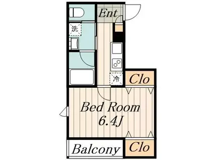 パレス・フォンテーヌ(1K/2階)の間取り写真