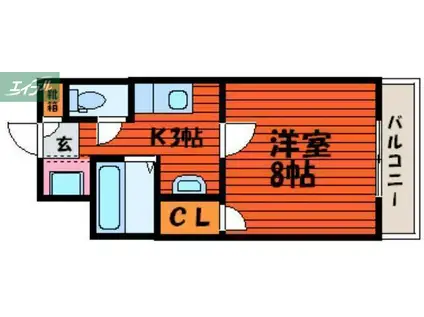 プレジールユアサ(1K/2階)の間取り写真