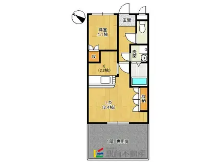 コンフォース三日月(1LDK/1階)の間取り写真